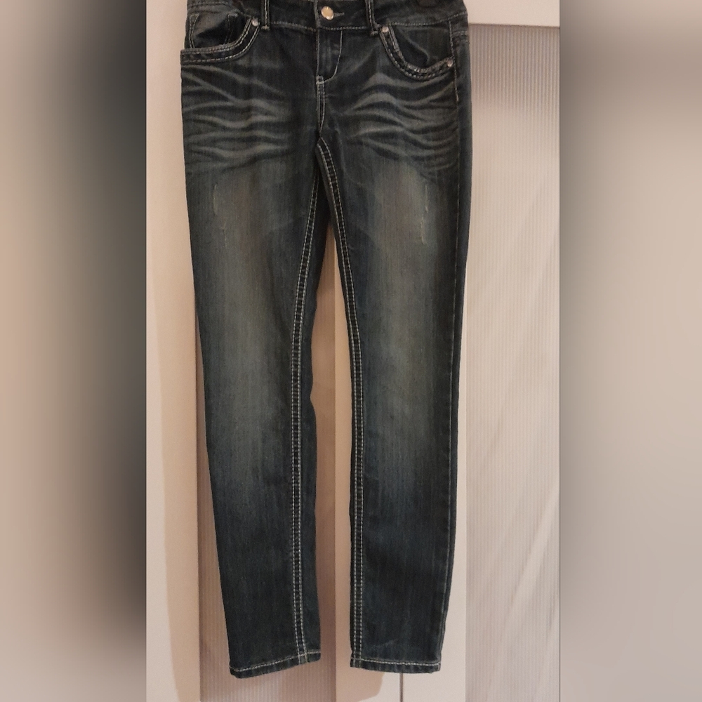 Bongo Mid-Rise Stretch Blue Skinny Jeans, Size 9